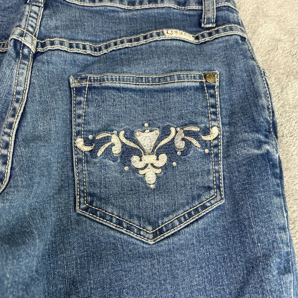 Lawman Denim Jeans Straight Leg Women's 5/6 Embroidered‎ Gems Western Cowgirl